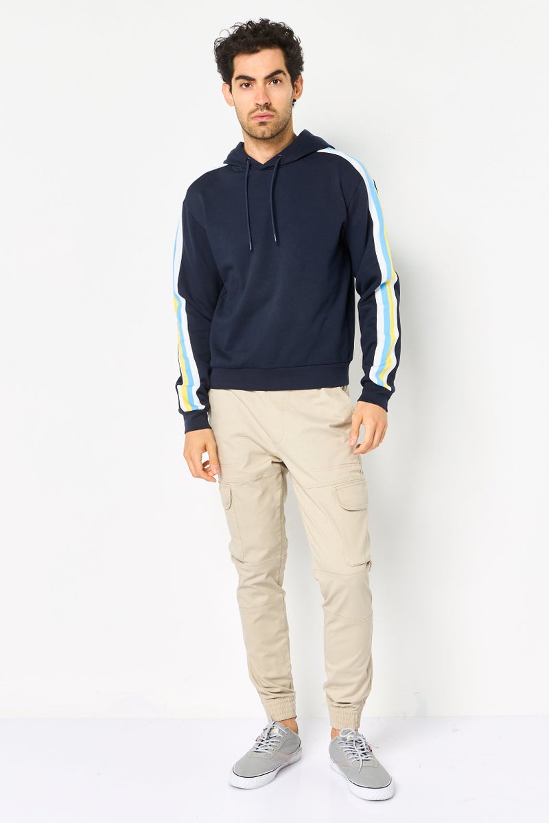 Celio Men Striped Long Sleeve Hoodie, Navy - Image 2