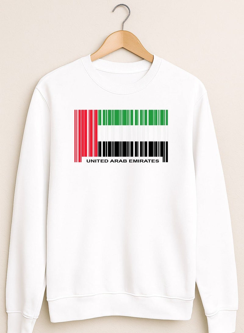UAE Barcode Flag Sweatshirt – Minimalist National Day Design | Unisex Emirati Pride Pullover - Image 2