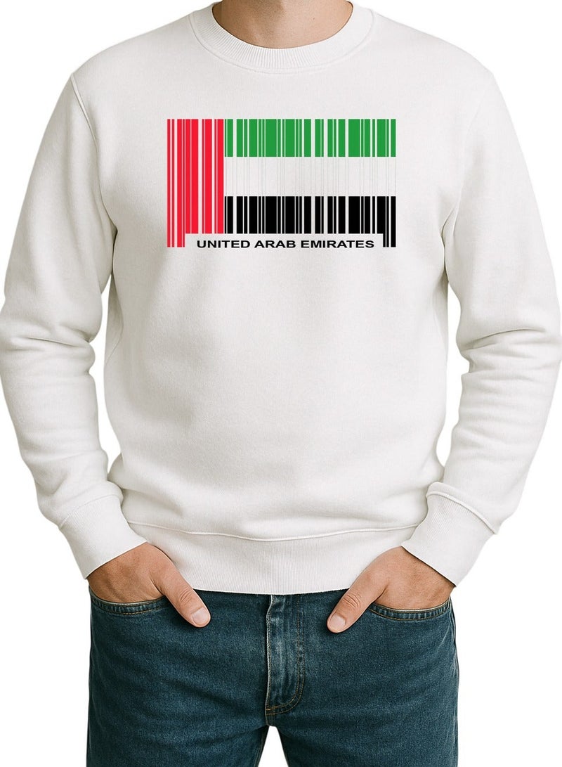 UAE Barcode Flag Sweatshirt – Minimalist National Day Design | Unisex Emirati Pride Pullover - Image 1