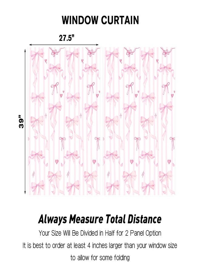 Coxila Pink Bow Kitchen Window Curtains 27.5 x 39 Inch Small Short Mini Cafe Rod Pocket Cute Kids Girls White Kawaii Pastel Fun Living Bedroom Room Home Treatment Set of 2 Curtain Panels Drapes Tiers - Image 5