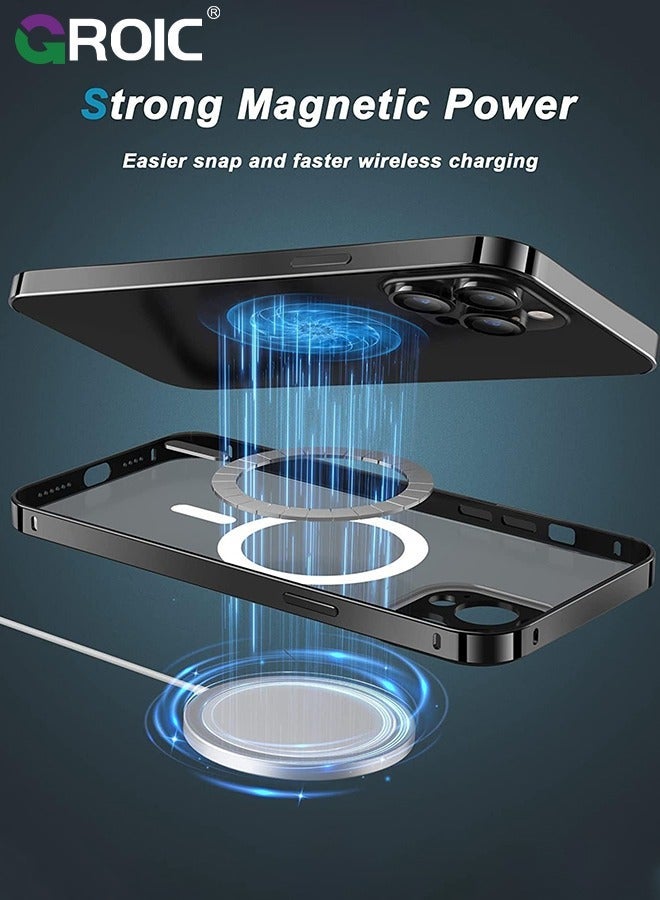 GROIC Metal Frame Black Case for iPhone 16 Pro, Ultra Slim Frosted PC Matte Back with Lanyard Holes Lock Type Aluminum Alloy Bumper - Image 3