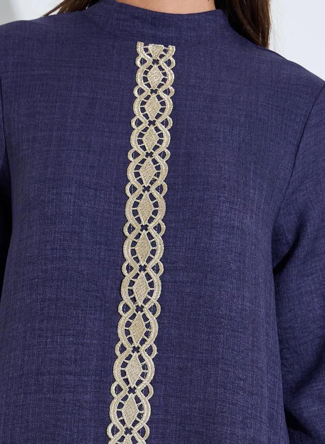 Amirah  High Neck Embroidered Front Jalabiya for Women | Best Price UAE