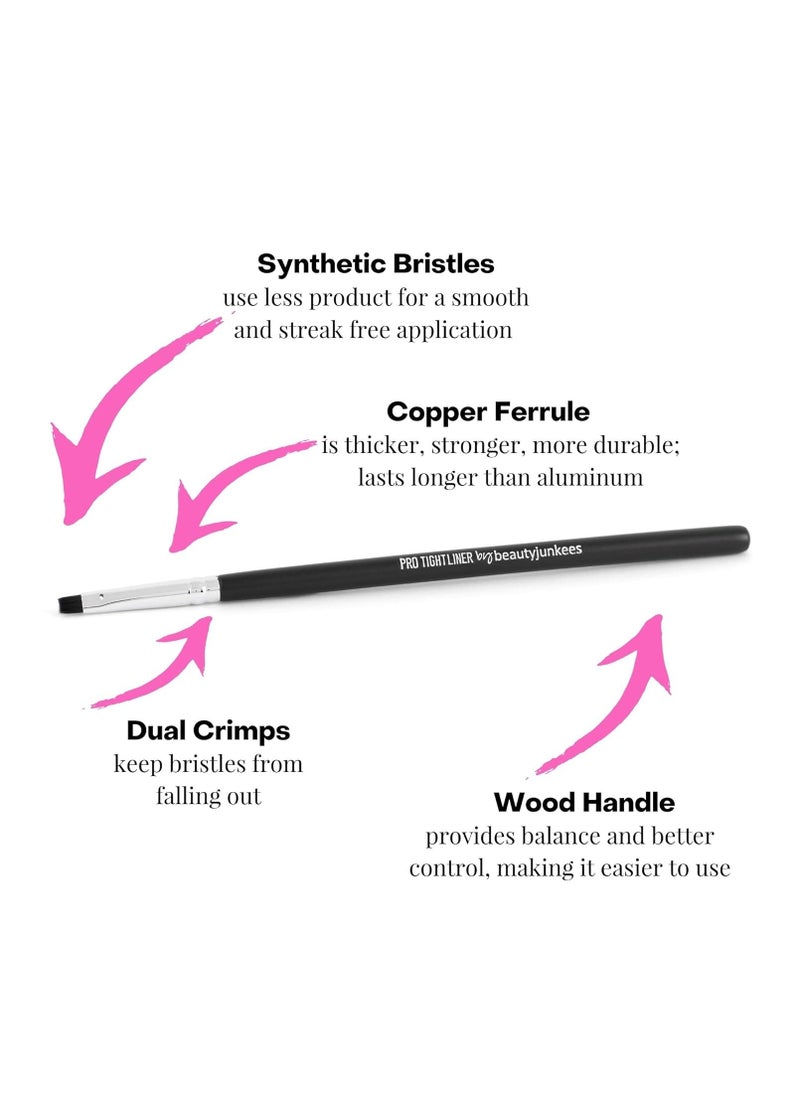 Beauty Junkees - Flat Eyeliner Brush Definer Brush – Pro Tight Eye Liner Brush Thin, Gel Eyeliner Brush, Small Fine Makeup Brush for Eyeliner, Tool Applicator for Gel Liquid Powder Cake Cream - Image 1