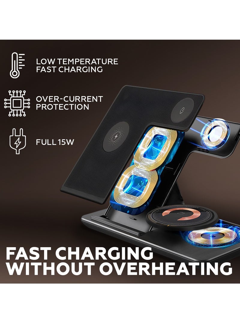 AMROAH 3 in 1 Wireless Charging Station, Fast Wireless Charger Stand for Fast Charge, Wireless Charger for Travel Phone Apple iPhone 16 15 14 13 12 11 X Pro Max iWatch 8 7 6 5 4 Samsug Galaxy S  - Image 3