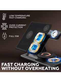 AMROAH 3 in 1 Wireless Charging Station, Fast Wireless Charger Stand for Fast Charge, Wireless Charger for Travel Phone Apple iPhone 16 15 14 13 12 11 X Pro Max iWatch 8 7 6 5 4 Samsug Galaxy S  - Image 3