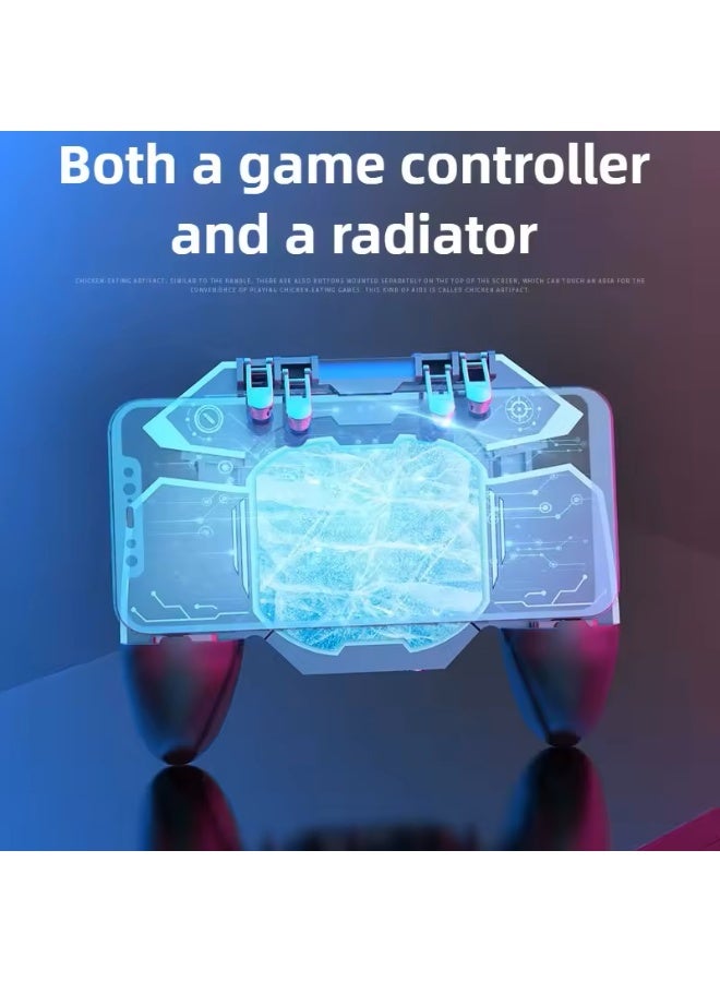 DL88 Mobile Phone Game Controller with Cooling Pad SiX Fingers Radiating Gamepad Cooler Joystick Trigger for PUBG Android IOS Game With Cooling Fan with blue light - Image 4