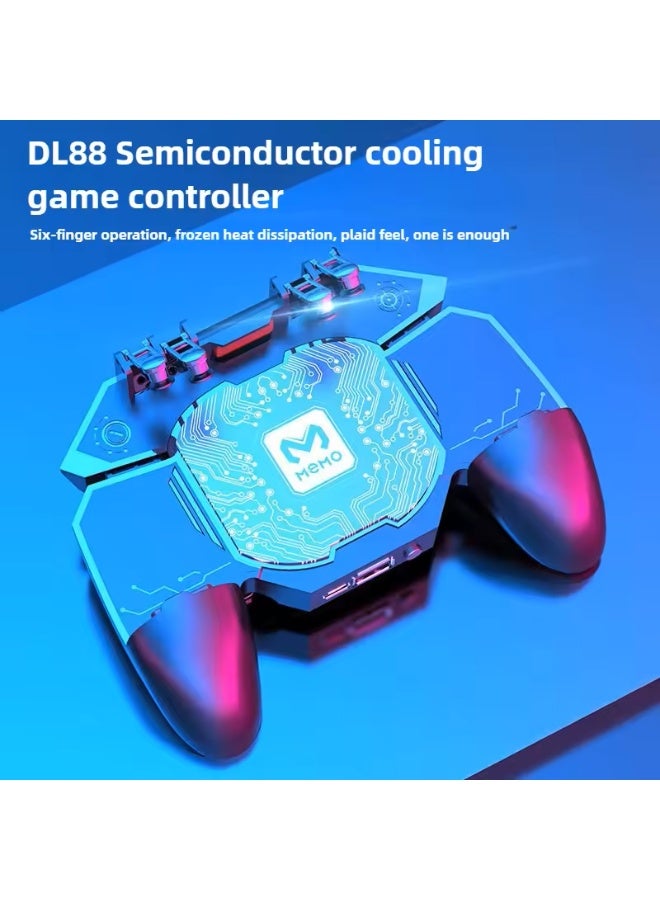 DL88 Mobile Phone Game Controller with Cooling Pad SiX Fingers Radiating Gamepad Cooler Joystick Trigger for PUBG Android IOS Game With Cooling Fan with blue light - Image 5