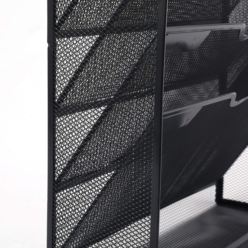 DGOOLS Mesh Wall File Organiser, 6-Tier Document Holder, Black Metal Office Storage Rack, 13.5 X 5 X 17 cm - Image 3