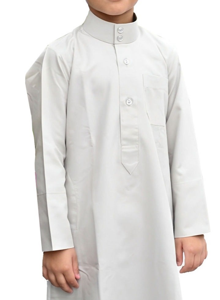 العثيمان الثوب العربي التقليدي للأولاد – كندورة سعودية / جوبا / ثوب طويل الأكمام للأطفال  - Image 2