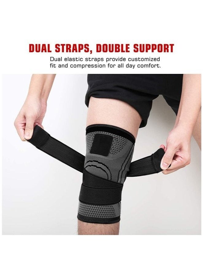 أس تس إل دعامة ركبة مضغوطة مكونة من قطعتين للرجال والنساء، تدعم الركبة للجري وركوب الدراجات وكرة السلة مع حزام قابل للتعديل - Image 3