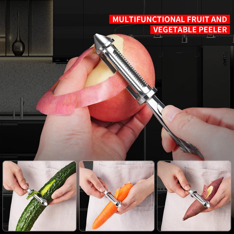 MAD SHARK Ultra Sharp Vegetable Peelers for Kitchen Fruit Apple Potato Peelers,Design with Ergonomic Non-Slip Handle, Y+I Shaped Stainless Steel Serrated(2pcï¼‰ - Image 4