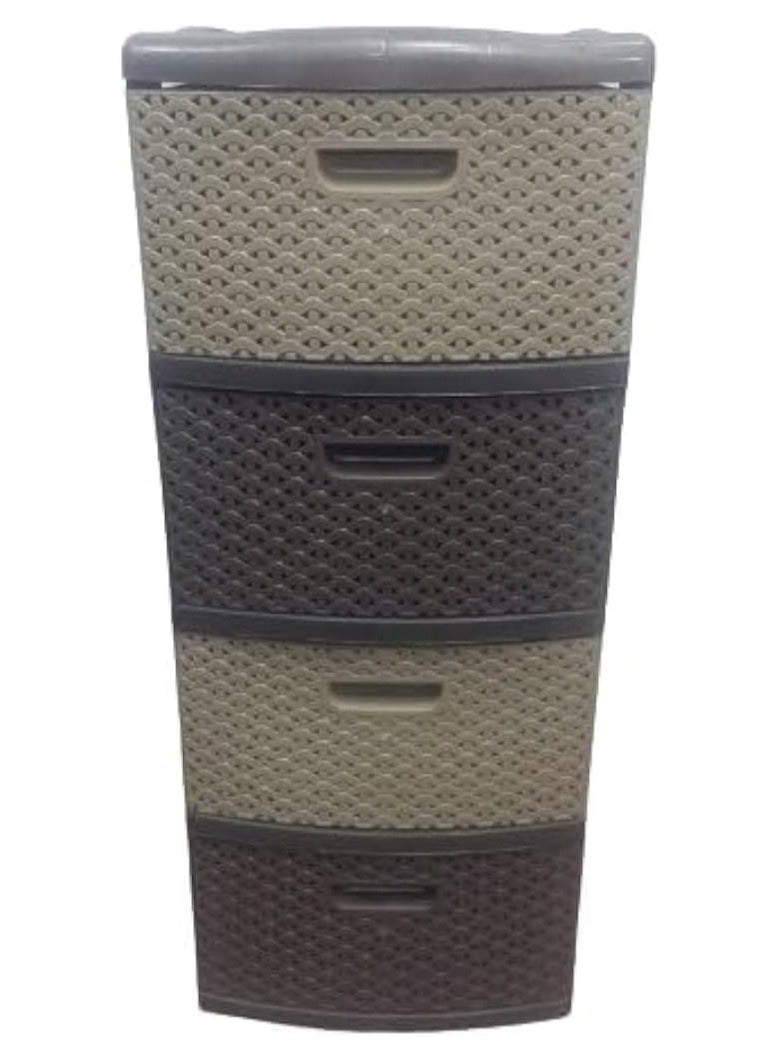 وحدة أدراج بلاستيك شانون كومودينو 4 أدراج - بني وبيج - Image 1