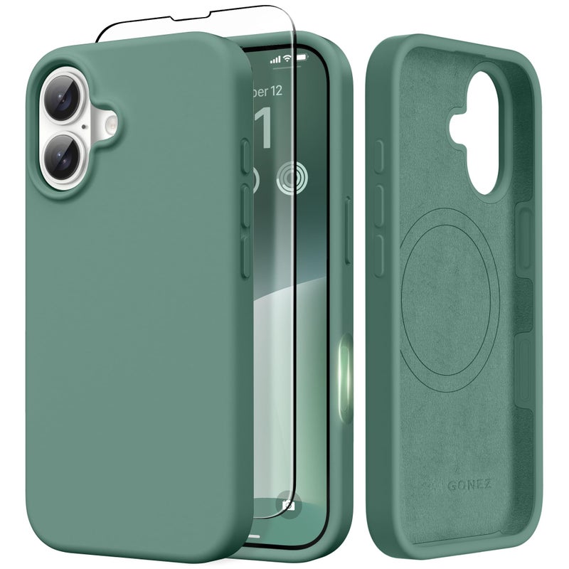 GONEZ Magnetic for iPhone 17 Case Compatible with MagSafe AntiScratch Microfiber Lining Screen Protector Silicone Camera Control Shockproof Slim Phone Cover 63 inch Midnight Green - Image 3