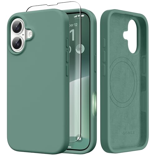 GONEZ Magnetic for iPhone 17 Case Compatible with MagSafe AntiScratch Microfiber Lining Screen Protector Silicone Camera Control Shockproof Slim Phone Cover 63 inch Midnight Green - Image 1