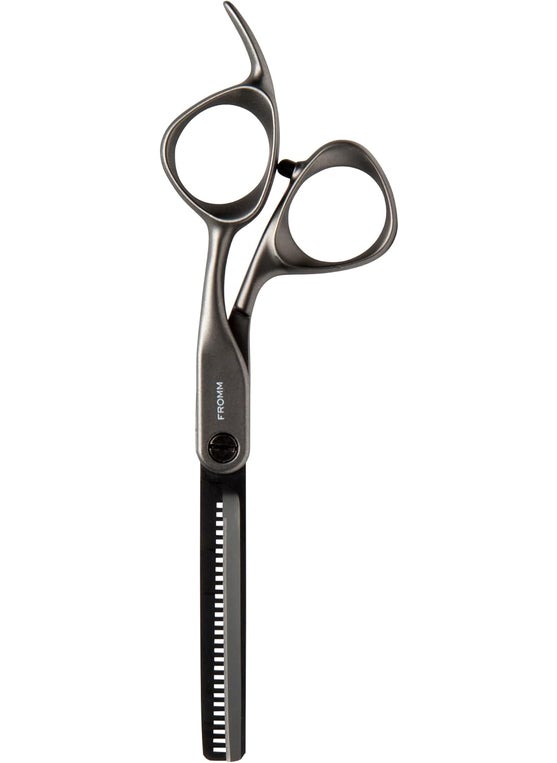 Fromm Invent 575 28 Tooth Thinning Shears for Haircutting Wet and Dry Hair Polished Silver Japanese Steel Scissors with SemiConvex Blades and Microserrated Thinning Teeth 