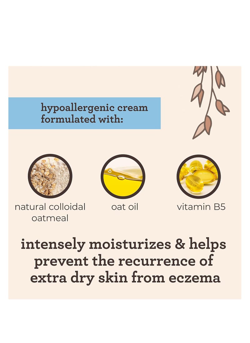 Aveeno Baby - كريم ترطيب علاج الأكزيما من أفينو بيبي، الشوفان الغروي الطبيعي وفيتامين ب5، يرطب ويخفف من جفاف الجلد المتهيج والحكة بسبب الأكزيما، خالٍ من البارابين والستيرويد، 12 أونصة سائلة - Image 1
