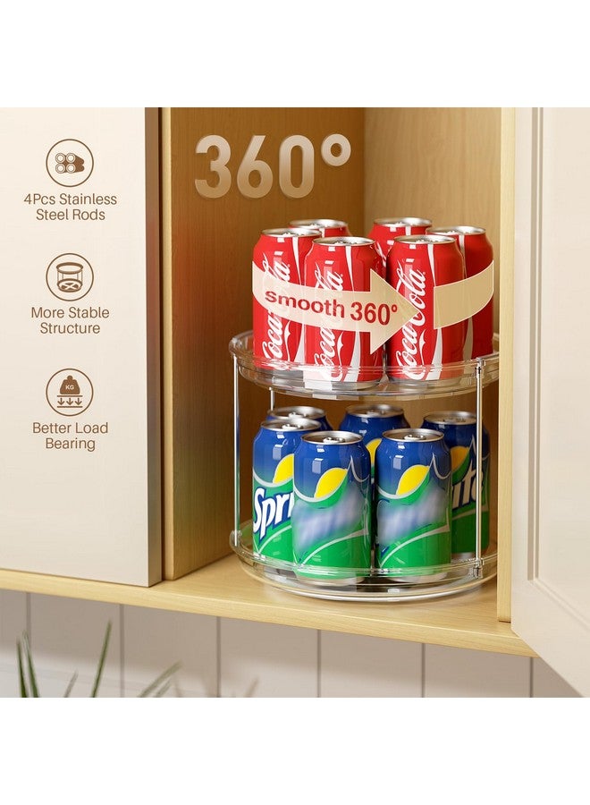 منظم LAMU الدوار من طبقتين، رف توابل دوار 9.25 بوصة، مناسب للخزانة، المطبخ، المخزن، سطح العمل، الحمام، طاولة الزينة، منظم خزانة الأدوية، شفاف - Image 2