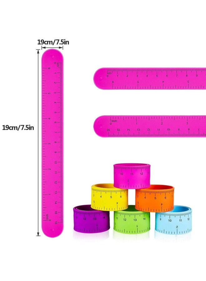 BBTO 24 Pieces Ruler Slap Bracelets Bands Colorful Ruler Snap Bands Wristband For Kids Classroom School Prize Party Favors - Image 4