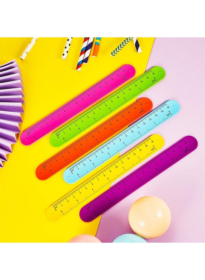 BBTO 24 Pieces Ruler Slap Bracelets Bands Colorful Ruler Snap Bands Wristband For Kids Classroom School Prize Party Favors - Image 5