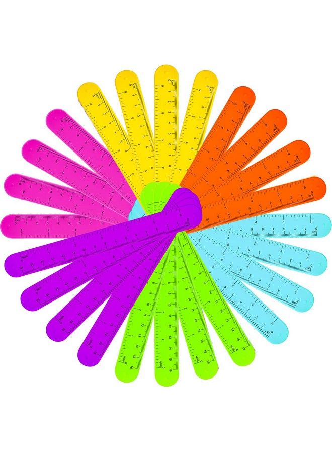 BBTO 24 Pieces Ruler Slap Bracelets Bands Colorful Ruler Snap Bands Wristband For Kids Classroom School Prize Party Favors - Image 3