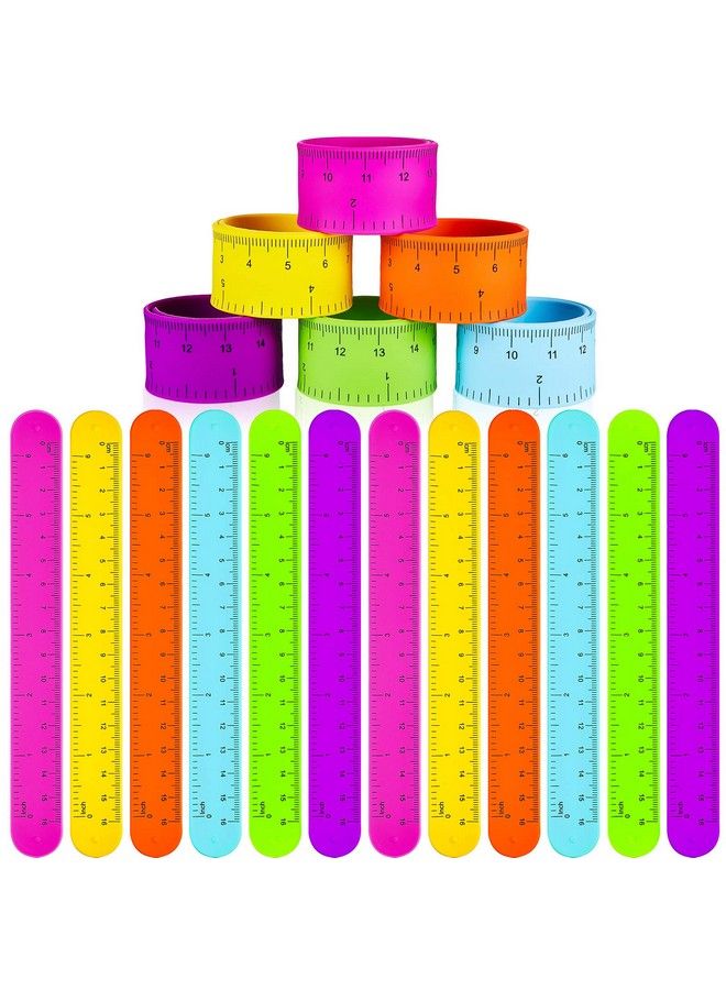 BBTO 24 Pieces Ruler Slap Bracelets Bands Colorful Ruler Snap Bands Wristband For Kids Classroom School Prize Party Favors - Image 2