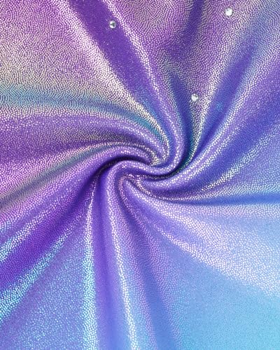 Gogokids Gymnastics Leotards for Girls Sparkly Rhinestone Dance Unitards Biketards with Shorts Activewear, Purple Gradient, 8-9 Years - Image 4