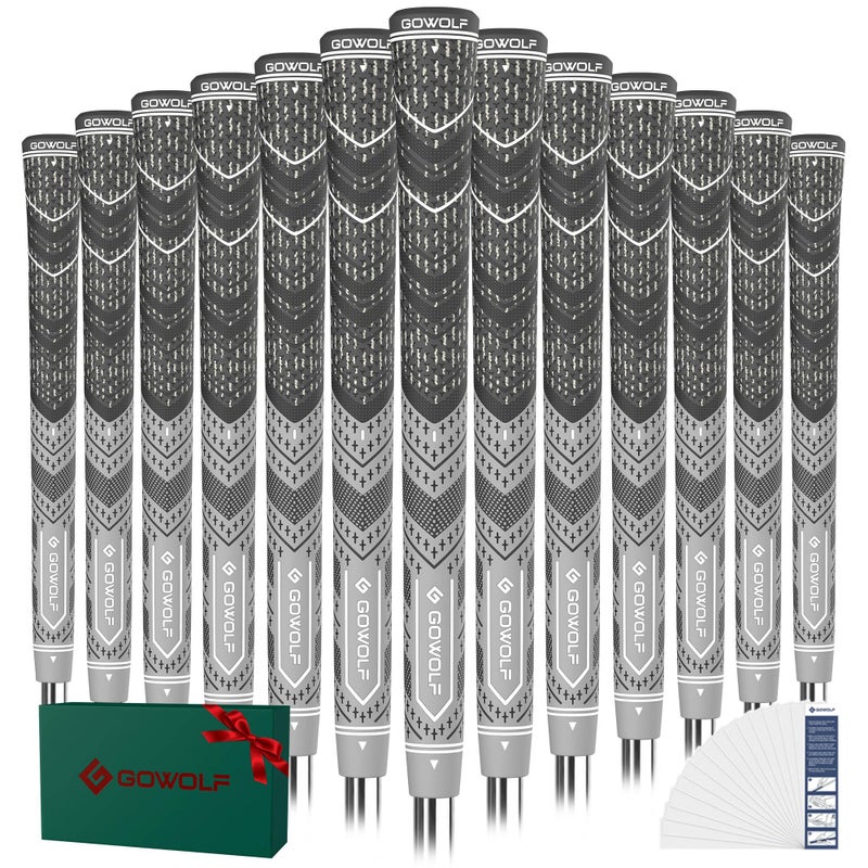 Gowolf Golf Grip Cord Rubber Multicompound Golf Driver Irons Club Choose 13 Grips with 15pcs Tapes Or Full Kit choose one Gray Midsize - Image 2
