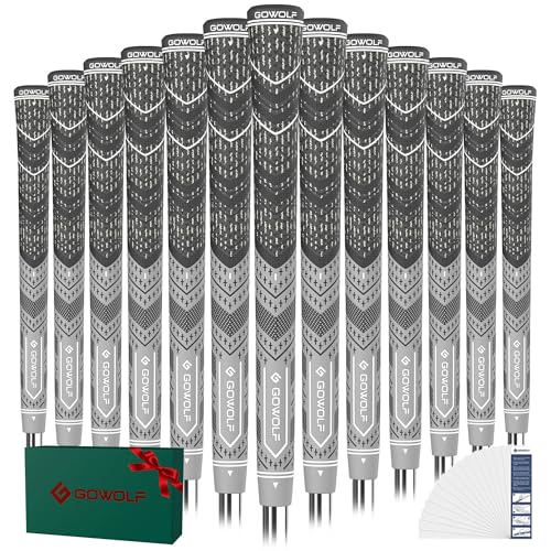 Gowolf Golf Grip Cord Rubber Multicompound Golf Driver Irons Club Choose 13 Grips with 15pcs Tapes Or Full Kit choose one Gray Midsize - Image 1