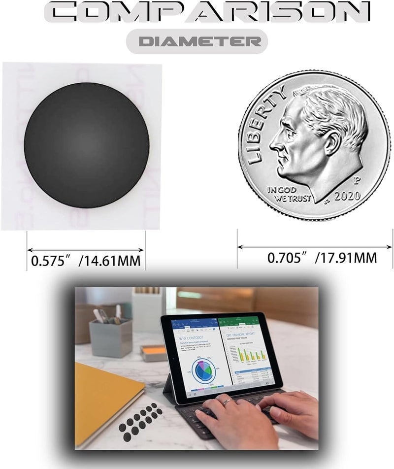 LeFix 12 x Rubber Silicone Feet Dot(Diameter:0.575inch/14.6mm) with Adhesive,Compatible with DELL,Asus,Lenovo,HP Laptop,Computer Case,Keyboard Riser,Appliance Feet,Multiple Purpose(Black) - Image 2