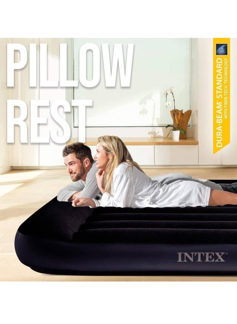 INTEX Full Pillow Rest Classic Air Bed with Fiber Technology – Comfortable Inflatable Mattress (191x137x25 cm) - Image 2