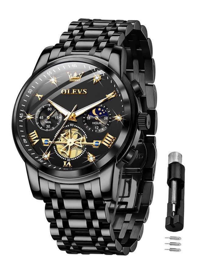 أوليفز ساعة OLEVS للرجال بسلسلة كرونوغراف رسمية للأعمال كوارتز من الفولاذ المقاوم للصدأ ساعة يد مقاومة للماء ومضيئة وتاريخ - Image 1