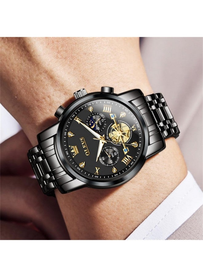 أوليفز ساعة OLEVS للرجال بسلسلة كرونوغراف رسمية للأعمال كوارتز من الفولاذ المقاوم للصدأ ساعة يد مقاومة للماء ومضيئة وتاريخ - Image 4