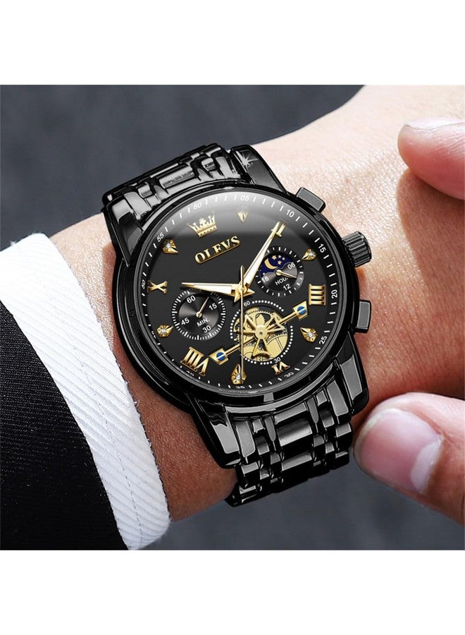 أوليفز ساعة OLEVS للرجال بسلسلة كرونوغراف رسمية للأعمال كوارتز من الفولاذ المقاوم للصدأ ساعة يد مقاومة للماء ومضيئة وتاريخ - Image 3