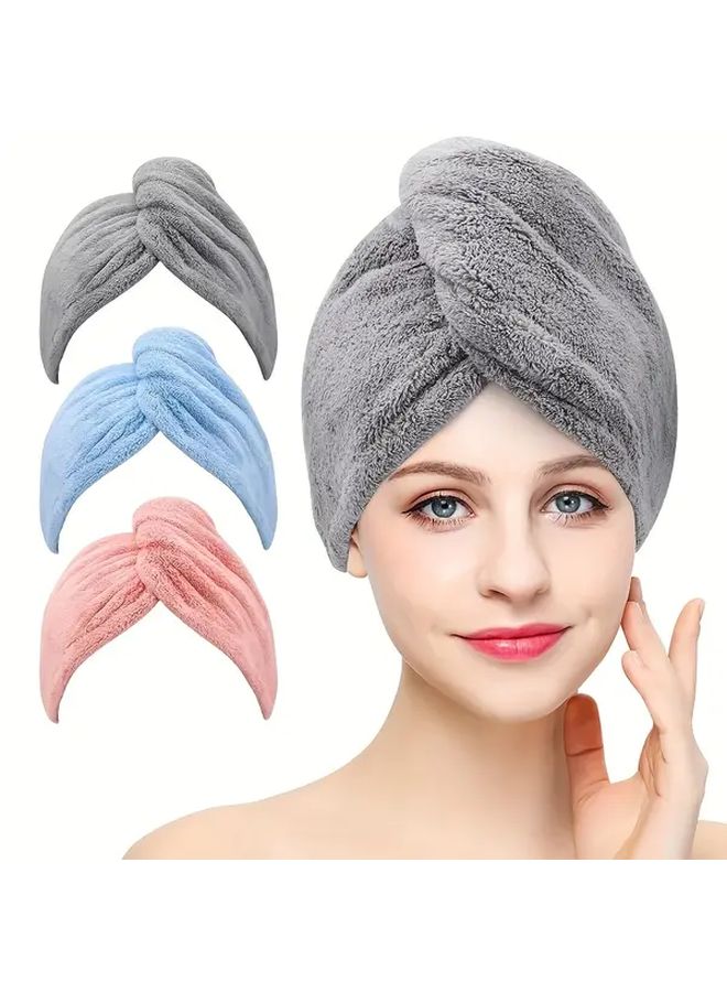 Grey Ultra Soft Microfiber Quick Dry Hair Towel Wrap Cap For Curly Hair - Image 1