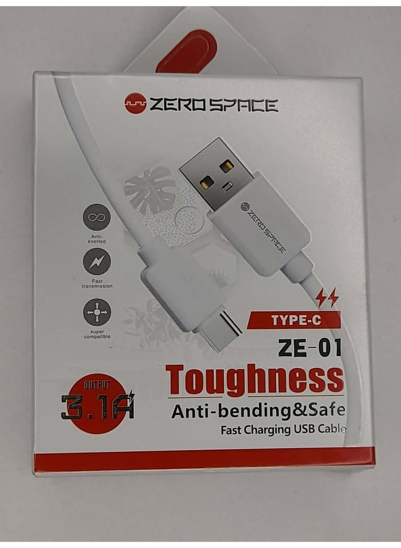 زيروسبيس كابل Zero Space Toughness ZE-01 (3.1A) هو كابل USB-A إلى USB-C عالي الأمبير مصمم خصيصًا للتعامل مع الشحن السريع للهواتف الذكية والأجهزة اللوحية التي تعمل بنظام Android مع تحمل الاستخدام المادي الشاق. - Image 4