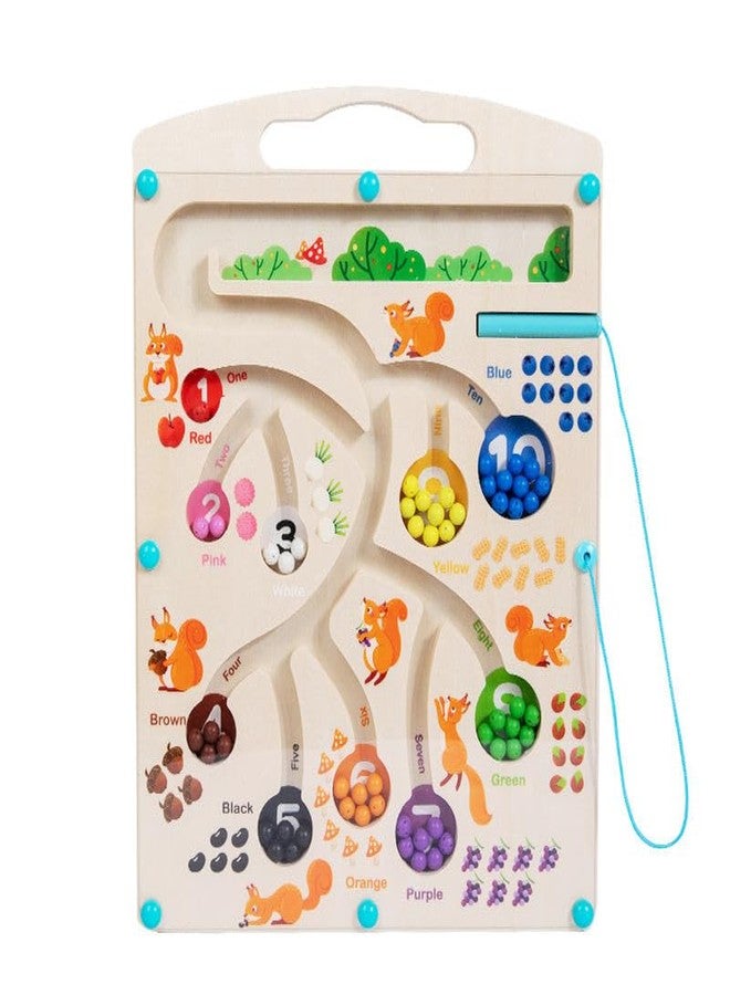 Wudly® Wooden Squirrel Magnetic Counting Maze | Montessori Educational Puzzle Board for Kids | Color Sorting, Number Learning & STEM Toy for 3+ Years | Hand-Eye Coordination Game - Image 1