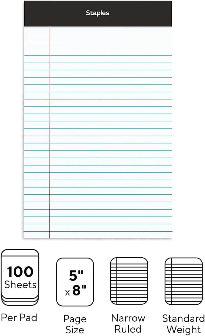 Staples Tru Red Dual Standard Narrow Ruled Jr Pad Assorted Colors Parent - Image 2