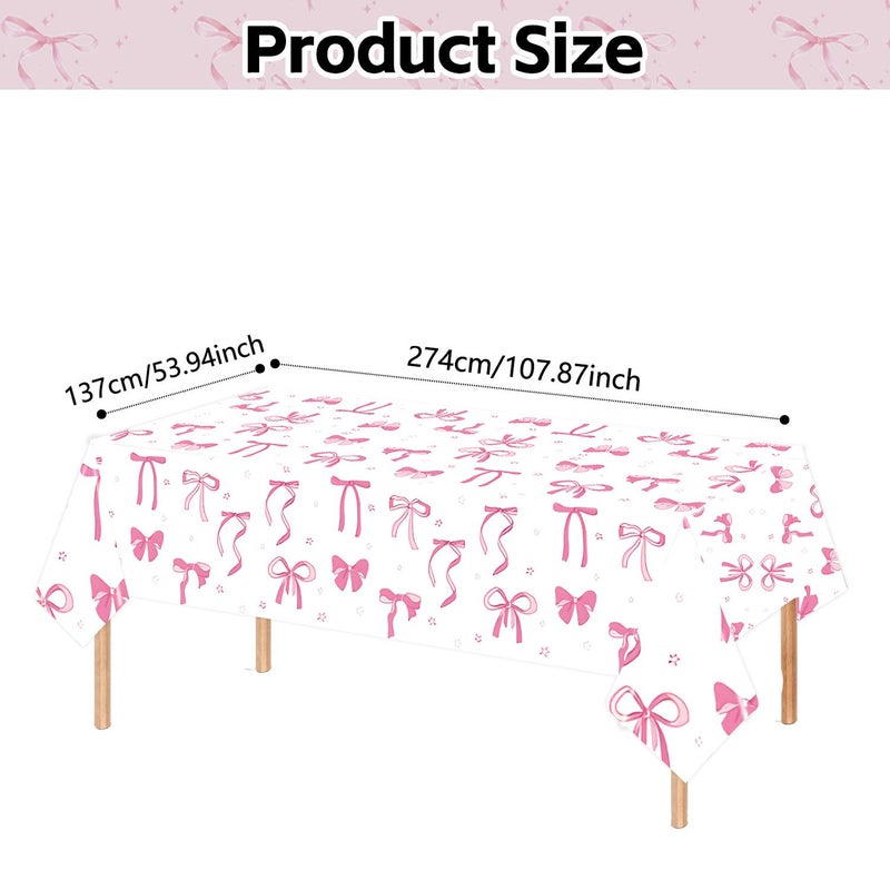 4 Pcs Pink Bow Party Tablecloth Disposable Decoration For Wedding Birthday Holiday - Image 3