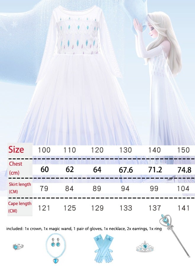 Snow Queen Costumes Dress Girls Party Cosplay Girl Clothing Snow Queen Birthday Princess Dress Kids Costume Blue Costume With Accessory Set - Image 4