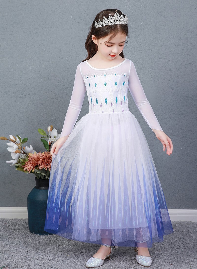 Snow Queen Costumes Dress Girls Party Cosplay Girl Clothing Snow Queen Birthday Princess Dress Kids Costume Blue Costume With Accessory Set - Image 5