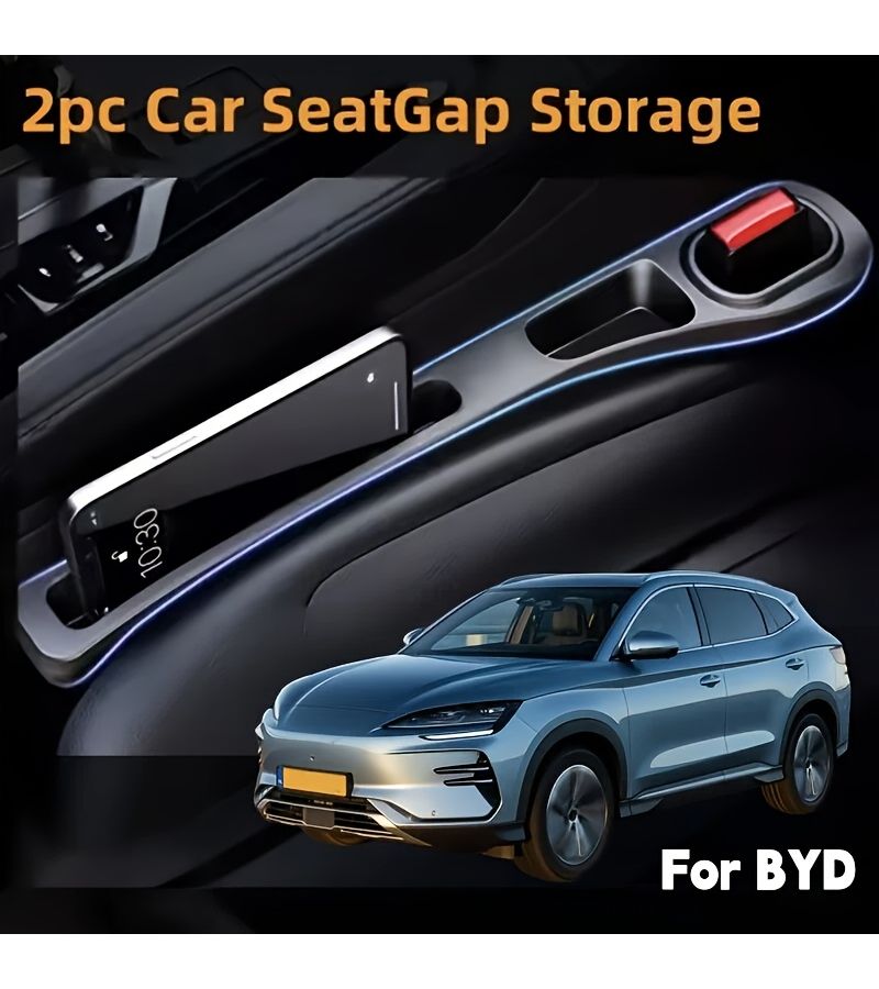 2 Pack Car Seat Gap Filler Strips Black For BYD Interior Organizer - Image 1