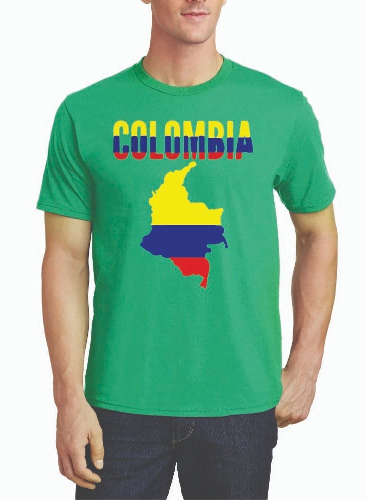 Colombia Adult Mens Tshirt - Round Neck Short Sleeve Cotton T-Shirt - Celebrate Colombia in Style - Soft and Comfortable Tshirt - Men's Colombia Tshirt - Image 1