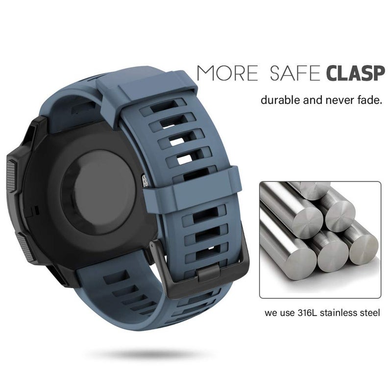 ANCOOL for Garmin Instinct Watch Bands, 22mm Soft Silicone Replacement Strap for Garmin Instinct/Instinct 2/Solar/Tactica/Esports Smartwatch(Slate) - Image 2
