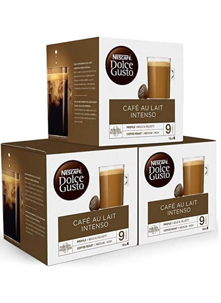 nescaf_dolce_gusto - Dolce Gusto Café Au Lait Intenso 16 Capsules 160g Pack of 3 - Image 1