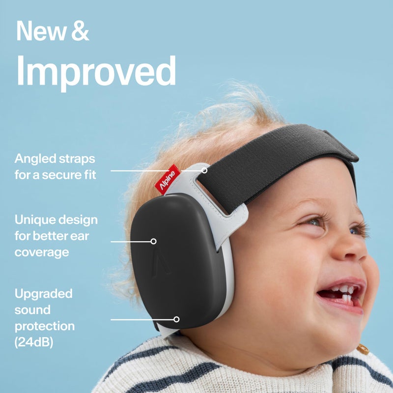 ALPINE HEARING PROTECTION Alpine Muffy Baby Comfort - Protects Hearing for Babies and Toddlers - CE & ANSI Certified - Unique Headband for Safe fit & Comfort - Multi-adjustable for Ages 3-48 Months, 24dB Sound Reduction, Black - Image 2