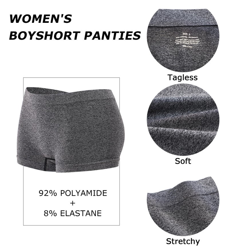 Sth Big Womens Boyshorts Underwear Seamless Boxer Briefs Full Coverage Soft Stretch Boxer Shorts For Women 4 Pack - Image 2