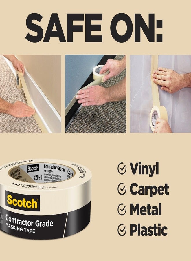 Scotch Painter's Tape Contractor Grade Masking Tape, 6 Rolls, 1.88 in x 60.1 yd, Holds to Surfaces For Up to 3 days, Removes Easily Without Leaving Sticky Residue, Interior & Exterior Use (2020-48TP6) - Image 2
