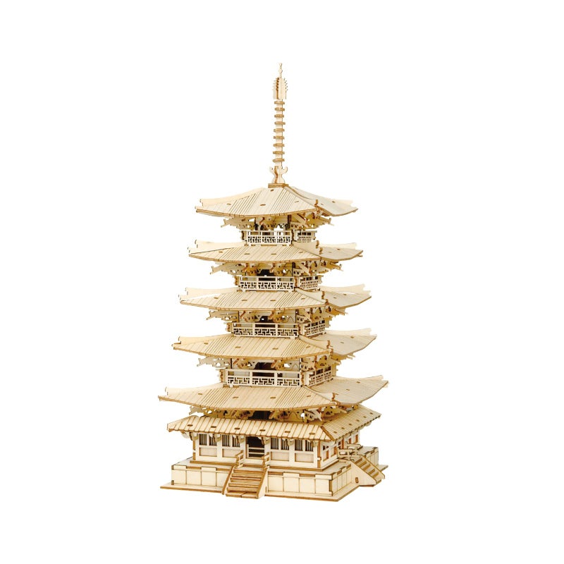 Rowood 3D Puzzles for Adults Wooden Model Kits for Adults to Build Gift on Birthday Christmas Fivestoried Pagoda 275 PCS - Image 4