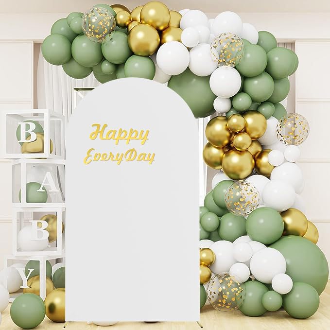 HAINARverS Wedding Arch Cover 7.2FT Spandex Fitted Stretchy Arch Stand Covers,2 Sided Round Top Chiara Backdrop Cover for Birthday Party Ceremony Banquet Baby Shower Arch Decoration(White) - Image 2