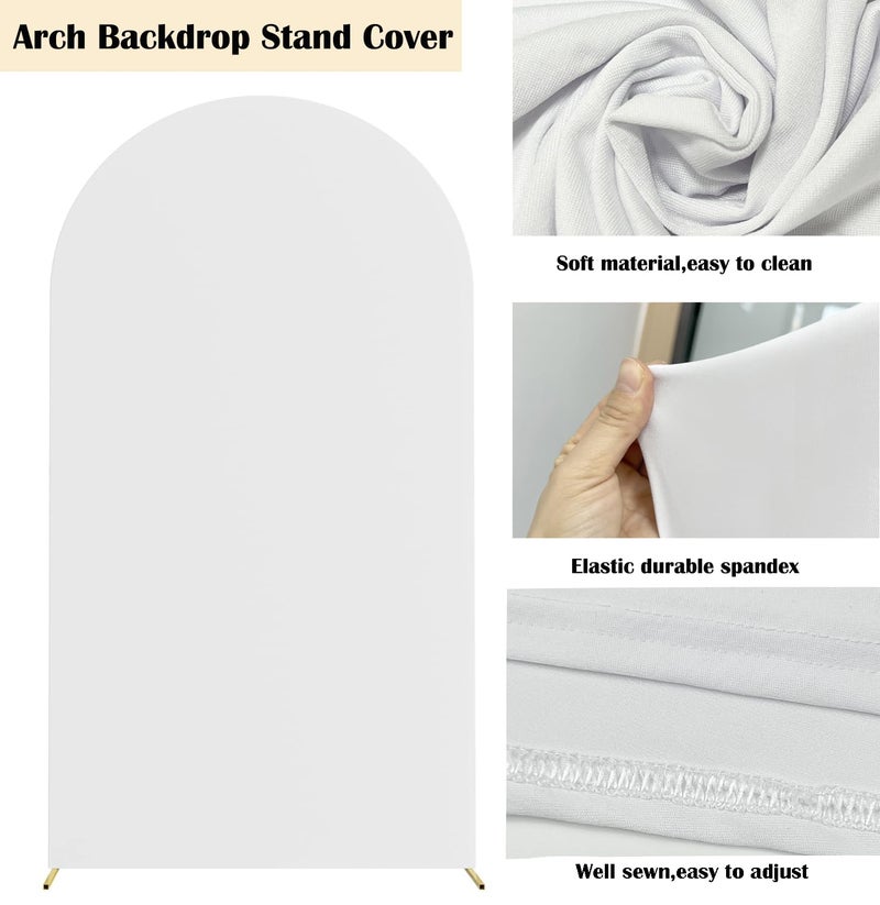 HAINARverS Wedding Arch Cover 7.2FT Spandex Fitted Stretchy Arch Stand Covers,2 Sided Round Top Chiara Backdrop Cover for Birthday Party Ceremony Banquet Baby Shower Arch Decoration(White) - Image 4
